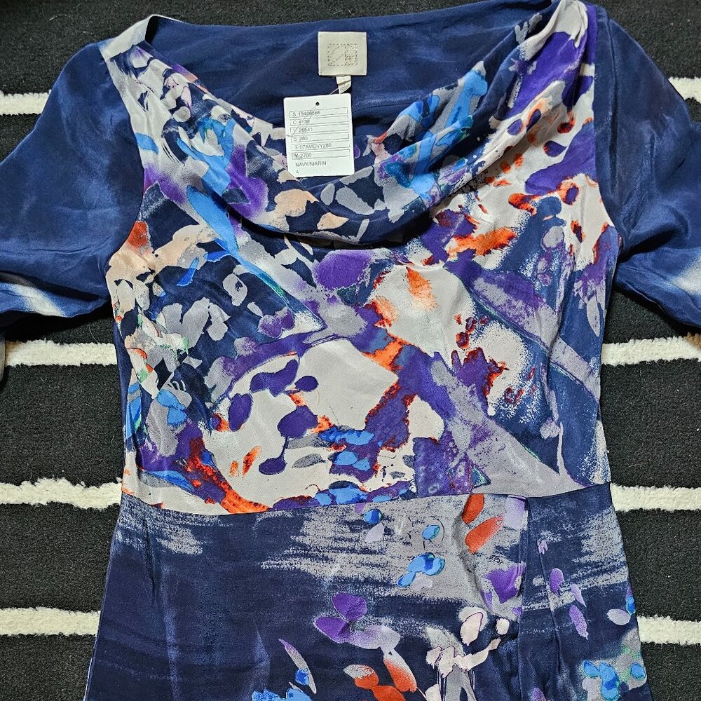 Anthropologie Coquille Japonica Silk Water Color Dress Size 4 - Picture 3 of 10